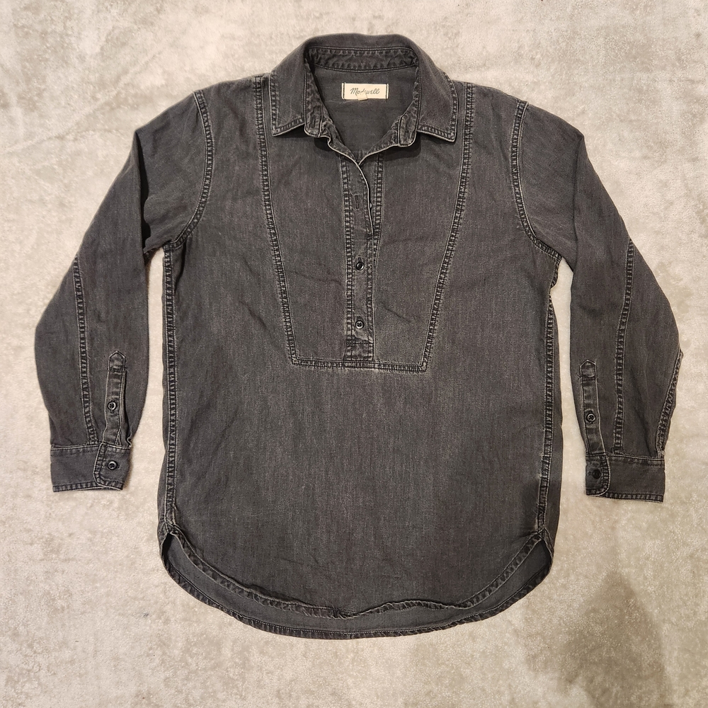 Madewell Dark Gray Denim Pullover Collared Shirt